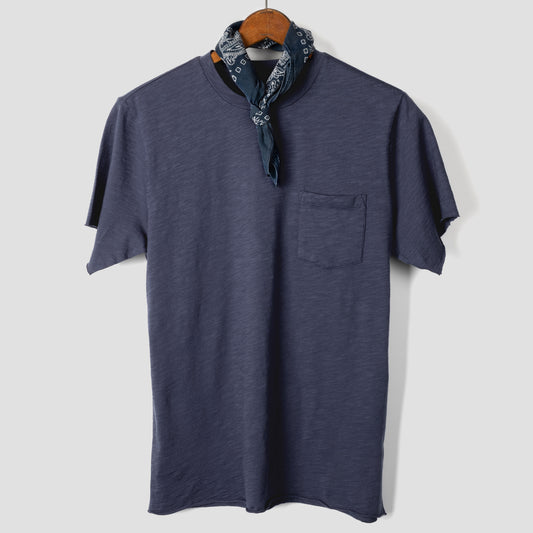 Slub Cotton Pocket Tee in French Blue