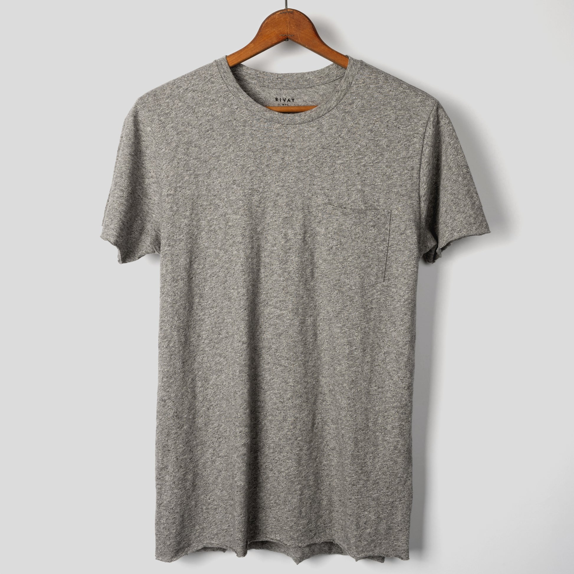 Slub Cotton Pocket Tee in Grey Mix