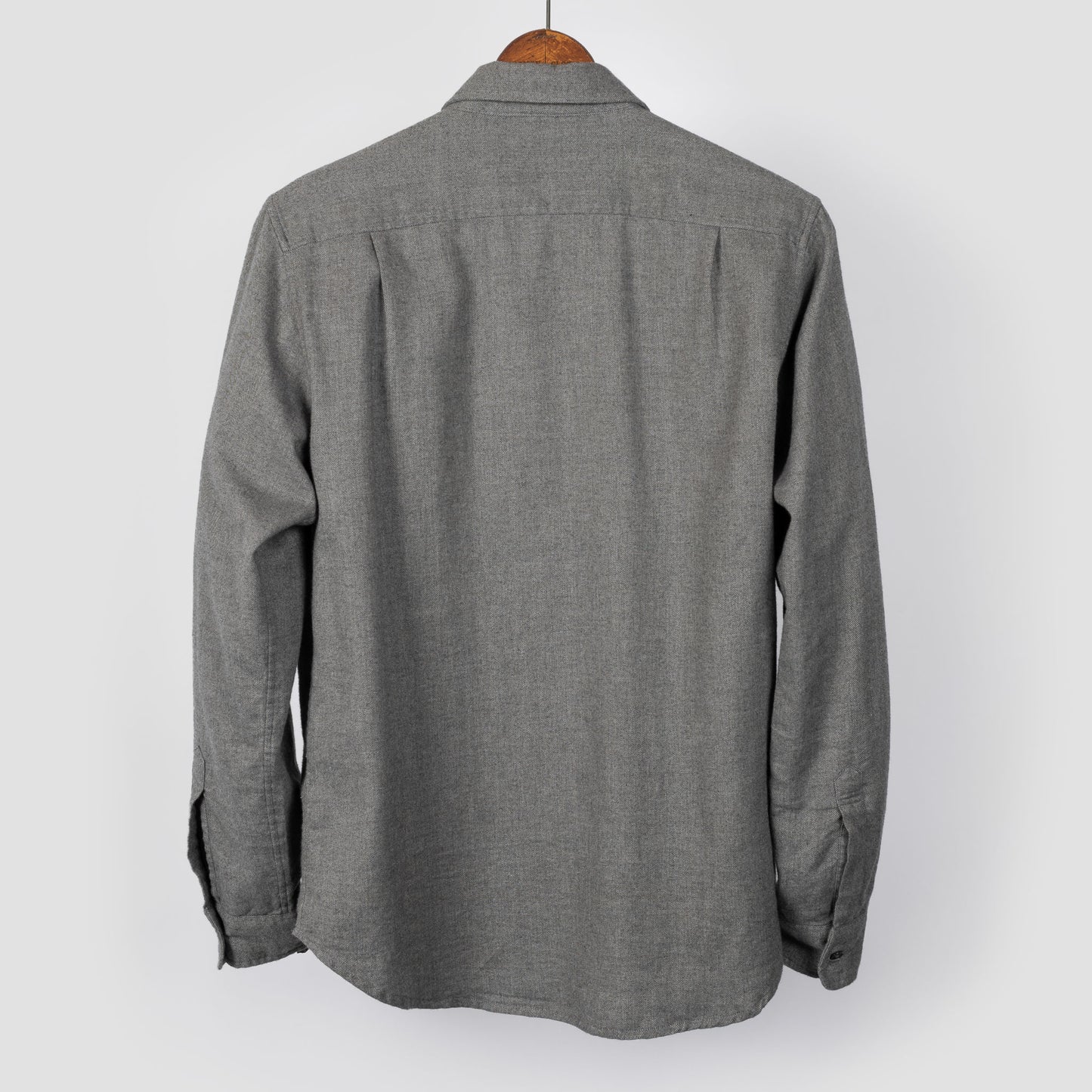 Miles Brushed Flannel Camp Shirt in Grey Herringbone- SLIM FIT
