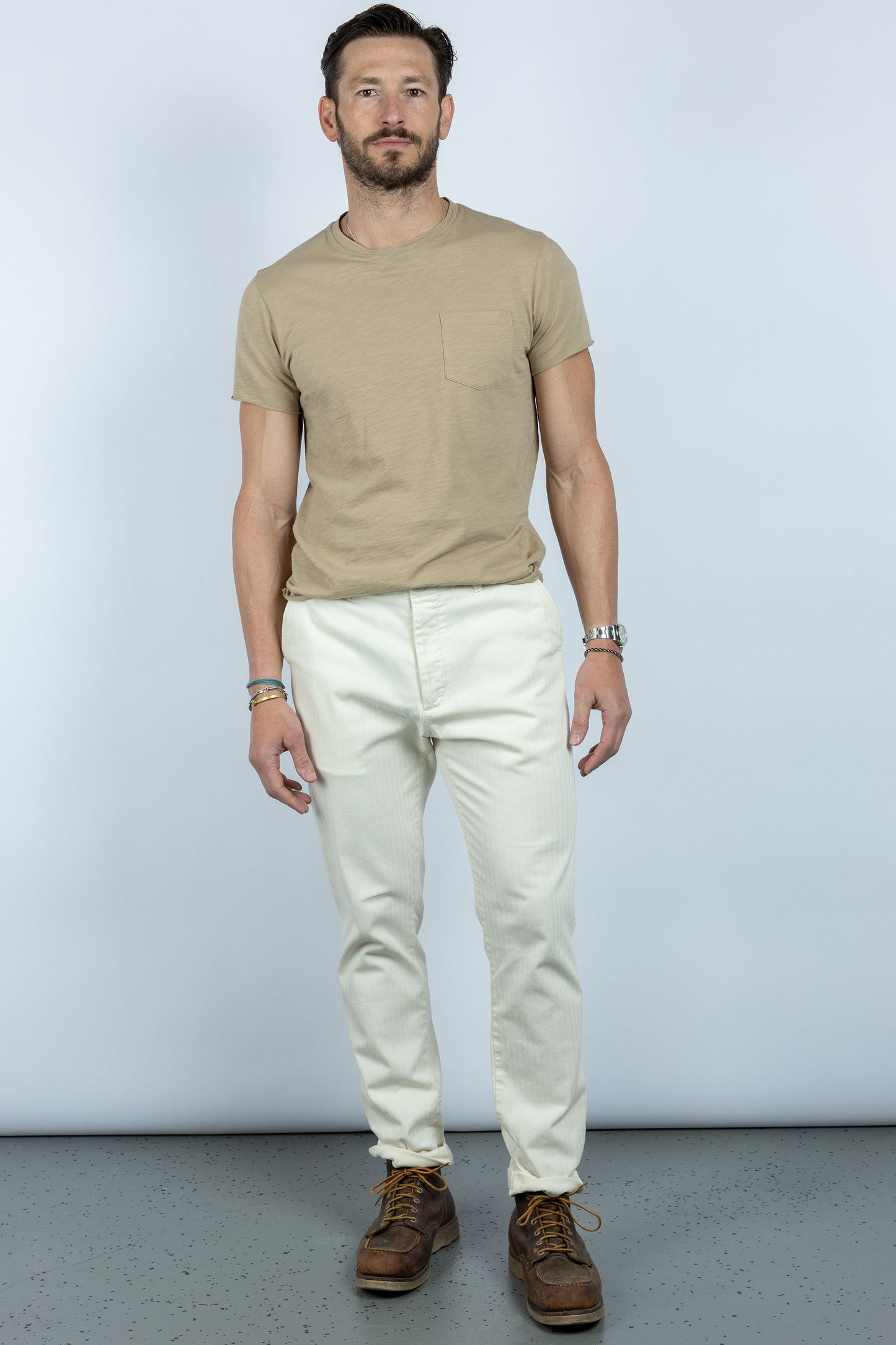 Rivay Men's Cotton Slub T-Shirt Light Khaki