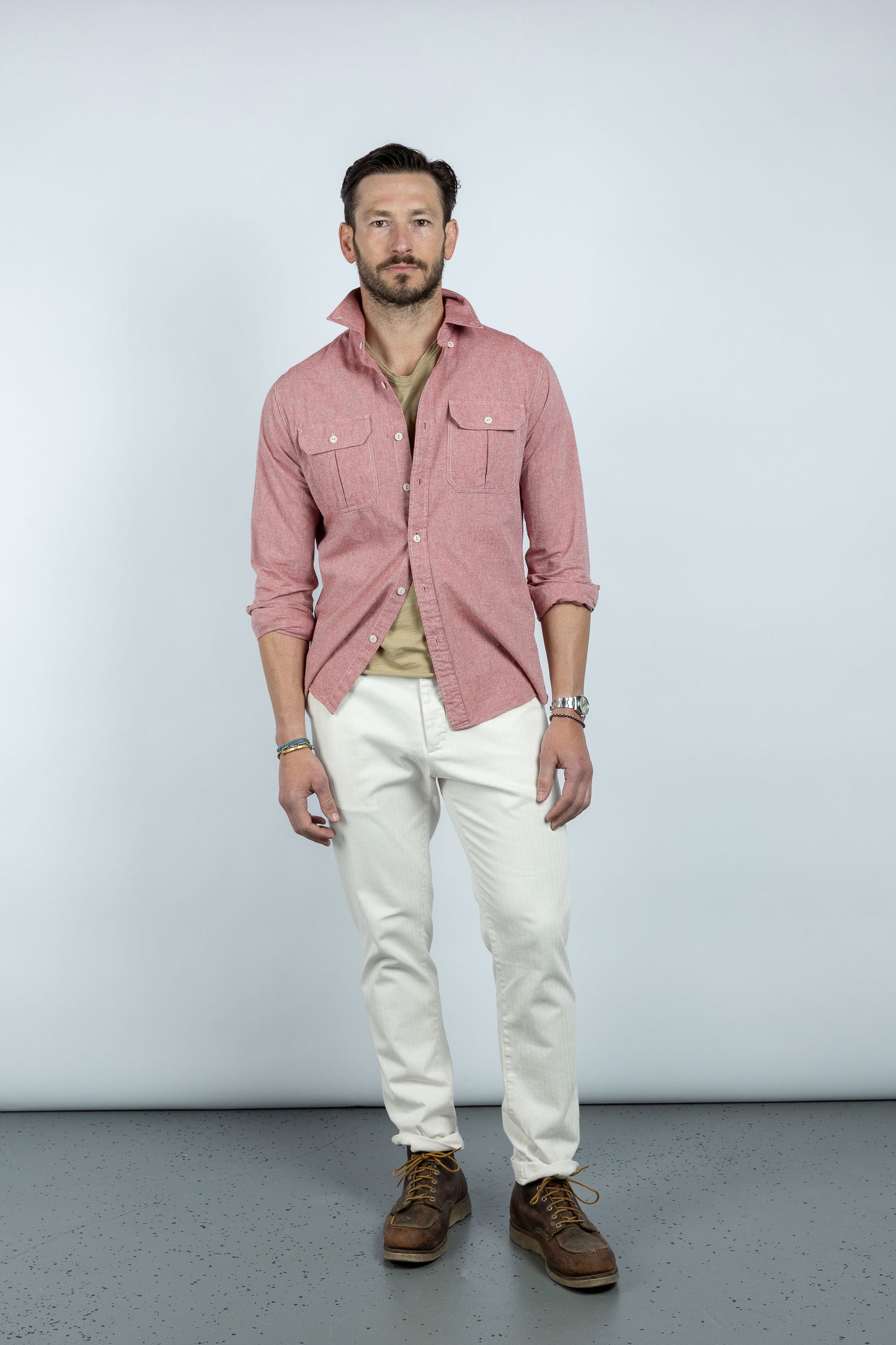 Rivay Mens Quinn Red Chambray Shirt 