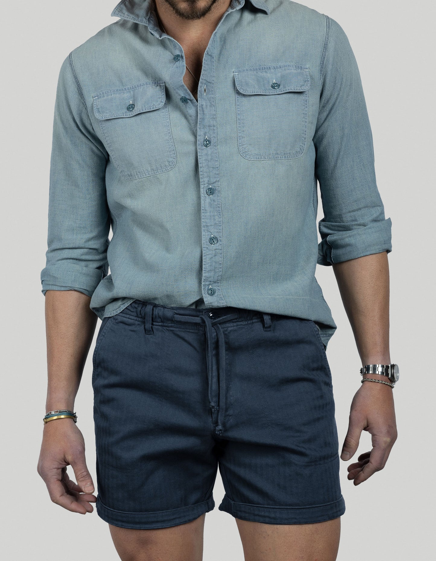Rivay Skiff Mens Garment Dyed Short in Tarpon Blue 