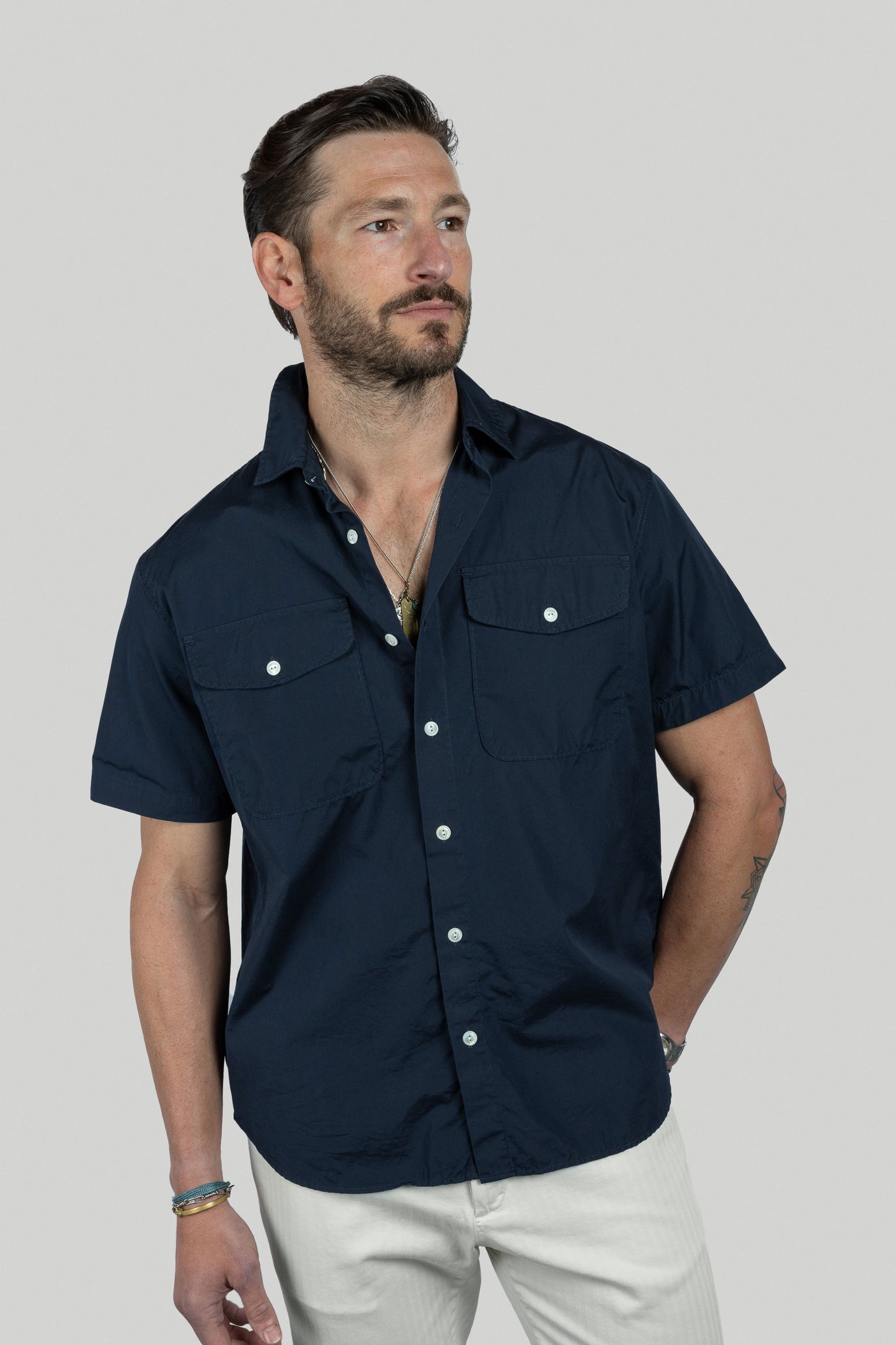 Rivay Gil Mens Short Sleeve Thomas Mason Cotton Shirt