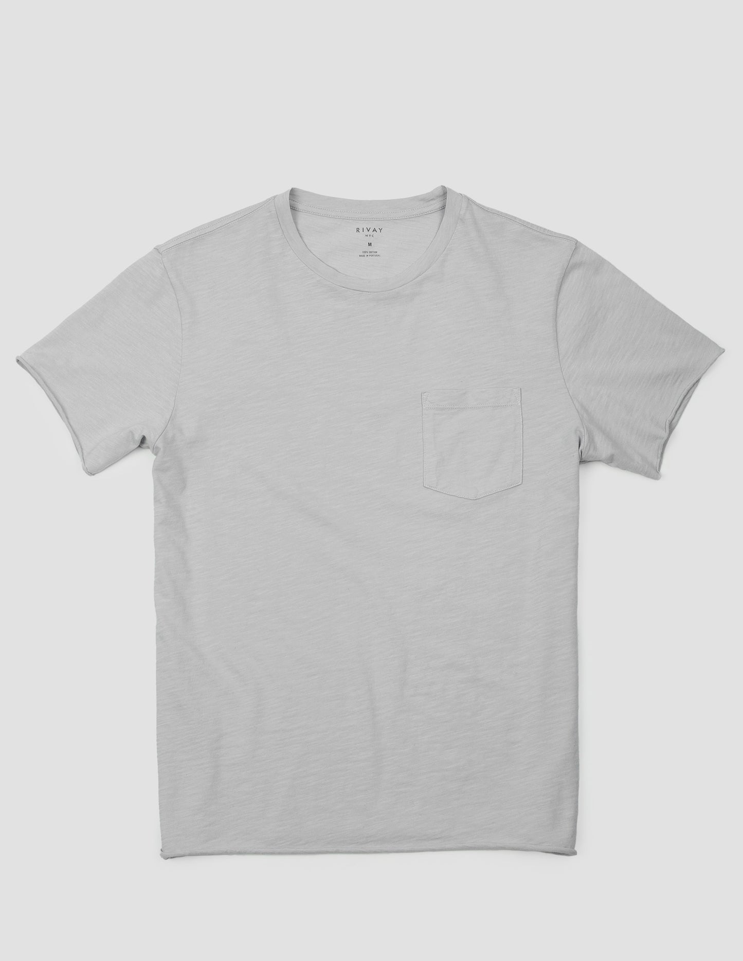 Rivay Men's Slub Cotton T-Shirt Pale Grey