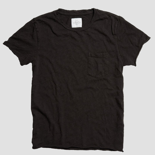 Slub Cotton Pocket Tee in Faded Black Made in Canada