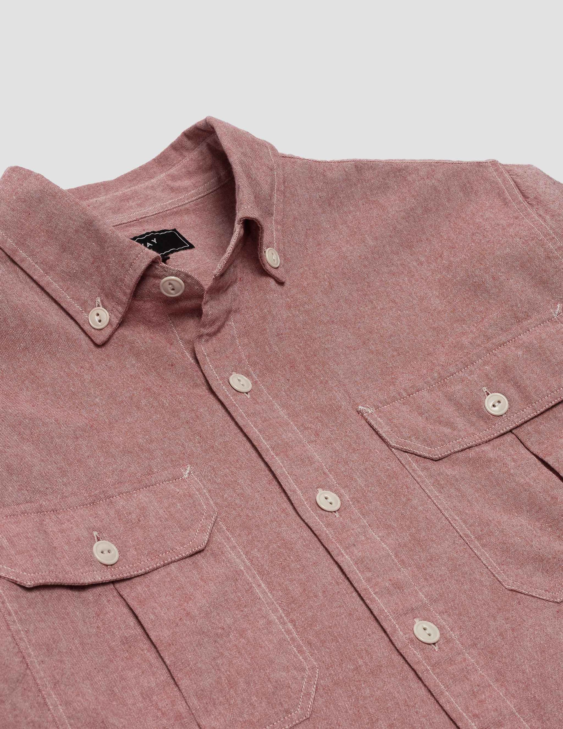 Rivay Mens Quinn Red Chambray Shirt 