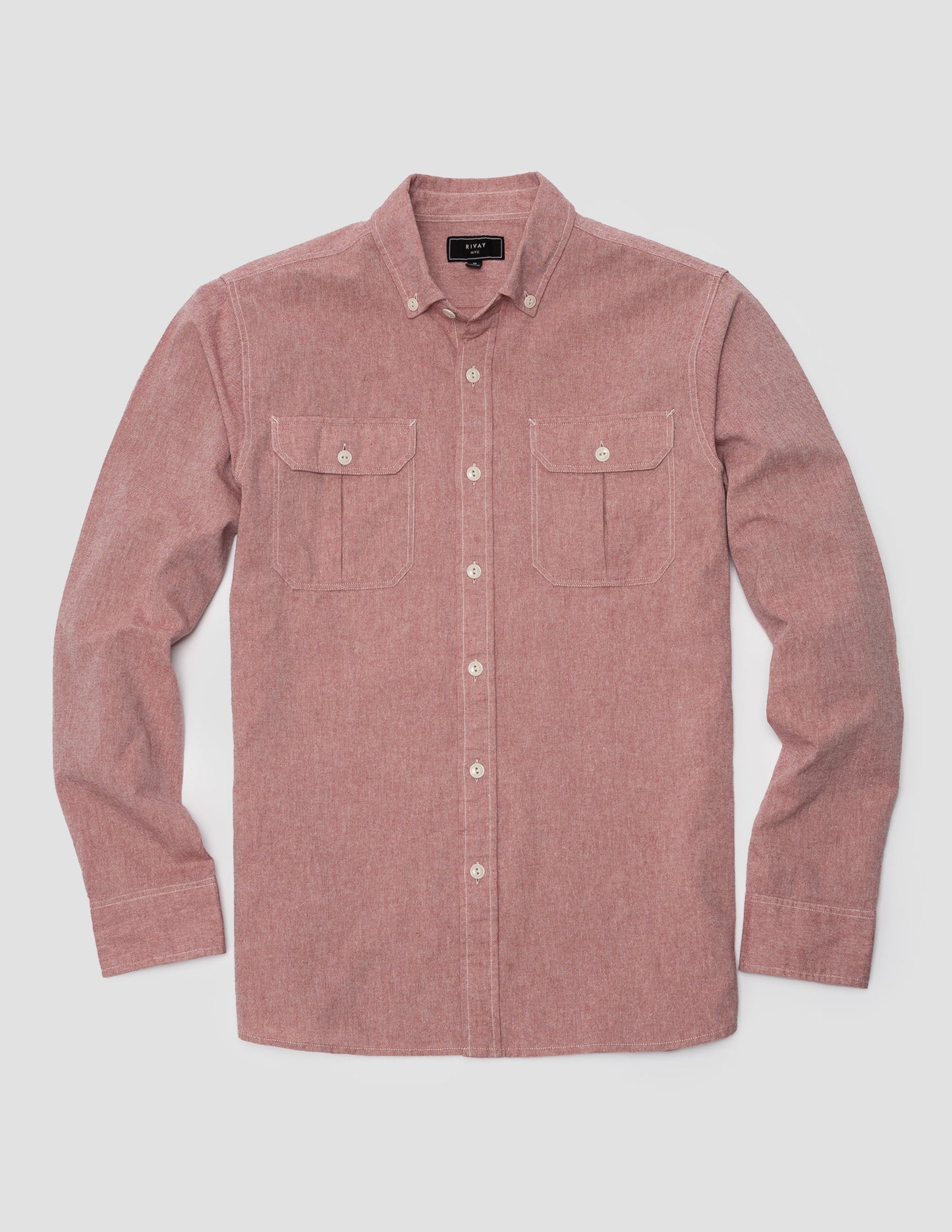 Rivay Mens Quinn Red Chambray Shirt 