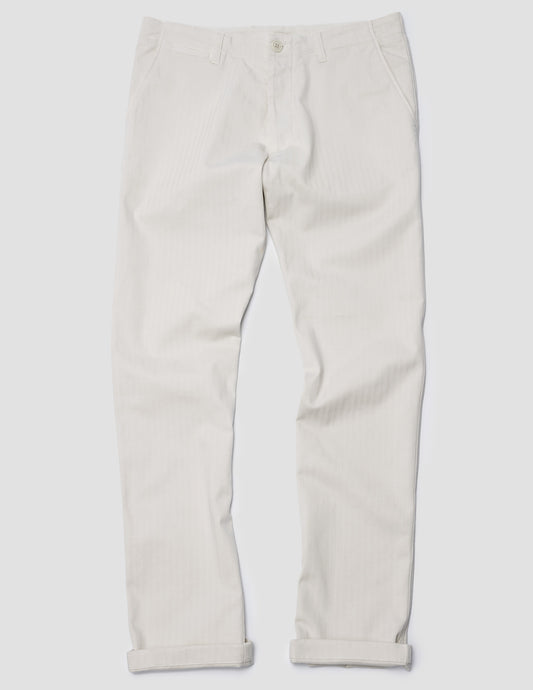 Harlan Herringbone Pant in Chalk