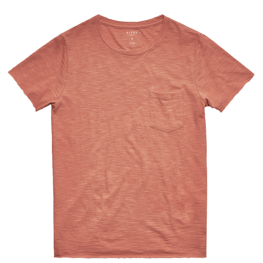 Slub Cotton Pocket Tee in Signal Red